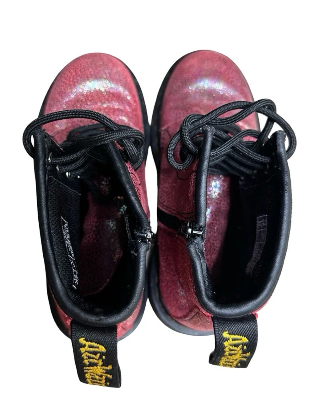 Dr Martens Delaney Lace Up Zip Up Boots Size 1 Pink Sparkly Combat Moto AW004